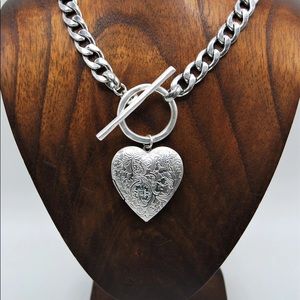 Women’s Stainless Steel Heart Pendant & Toggle